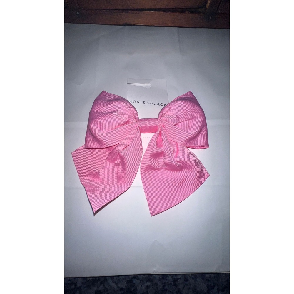Janie and Jack Hair Bow Kids OS Pink Grosgrain Ribbon Oversized Accessory